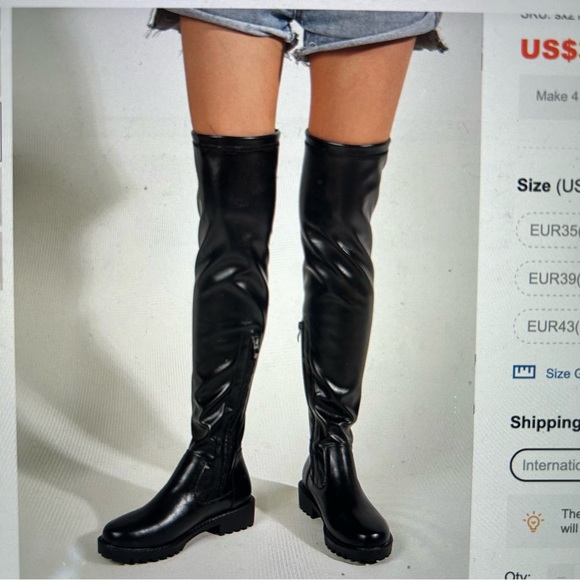 High rise black boots, "minimalist side zipper sock boots" - Picture 7 of 8